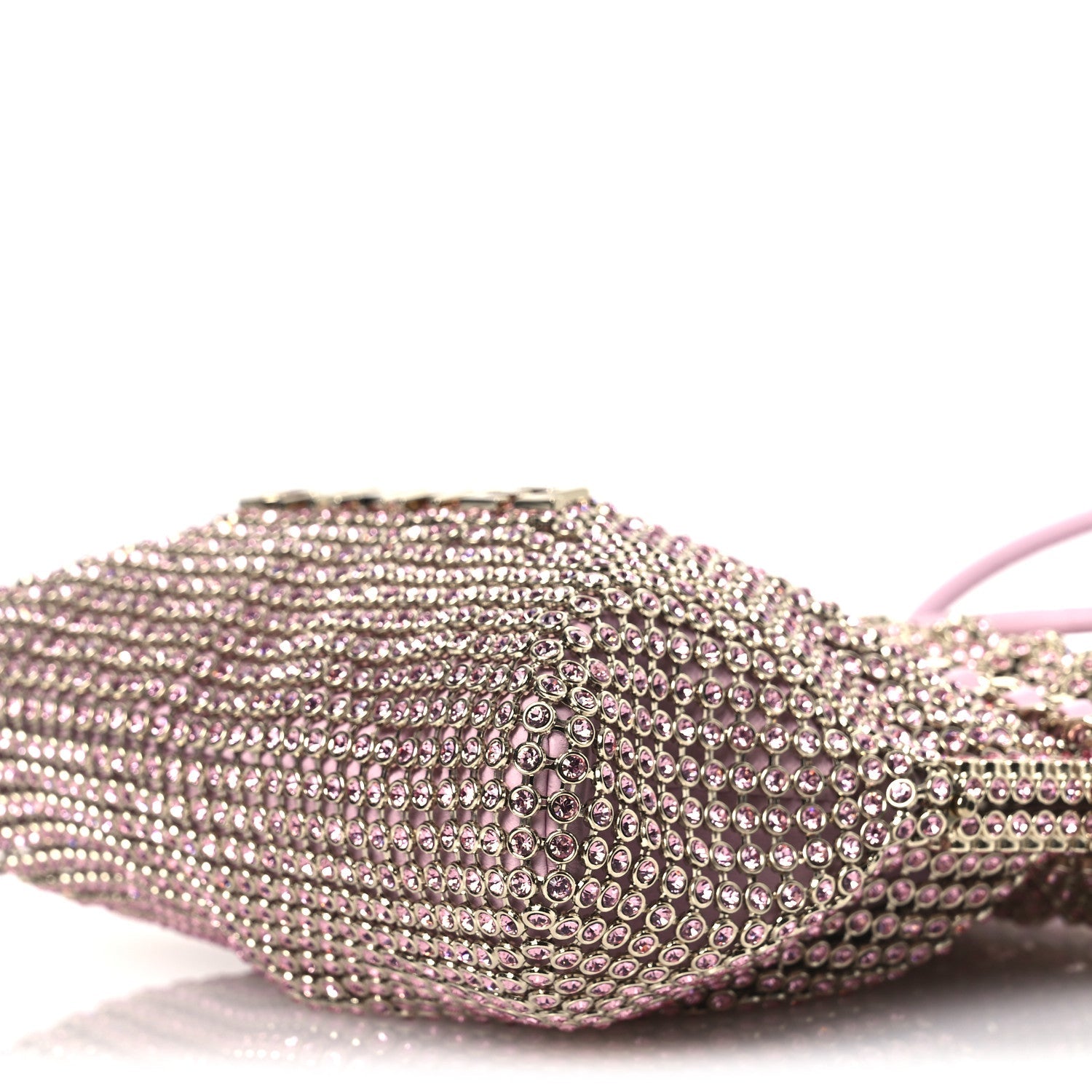 Crystal Embellished Metallic Lambskin Mini Chanel 22 Pink