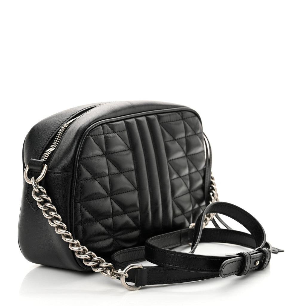Calfskin Matelasse Aria Small GG Marmont Chain Shoulder Bag Black