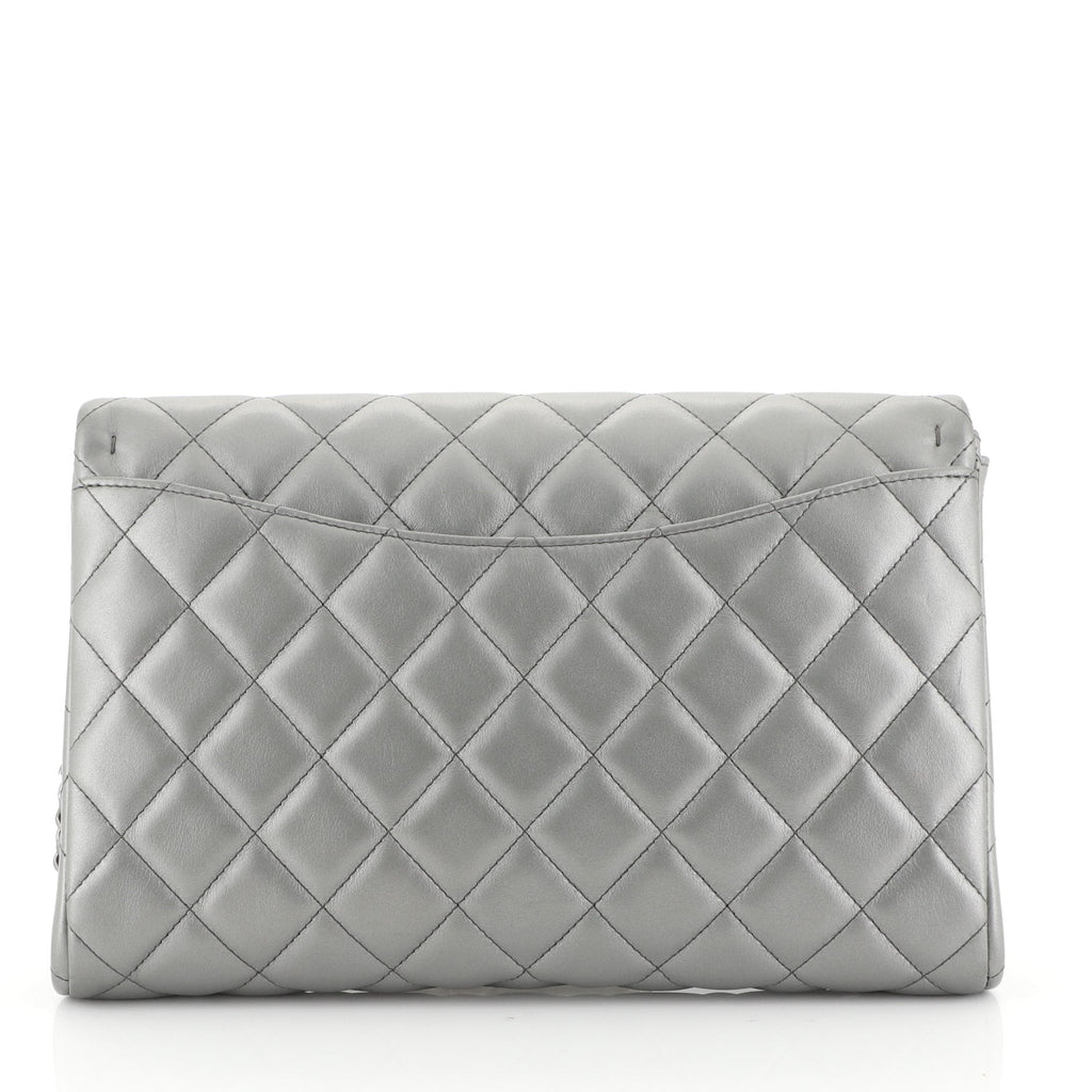 Clutch with Chain Quilted Lambskin