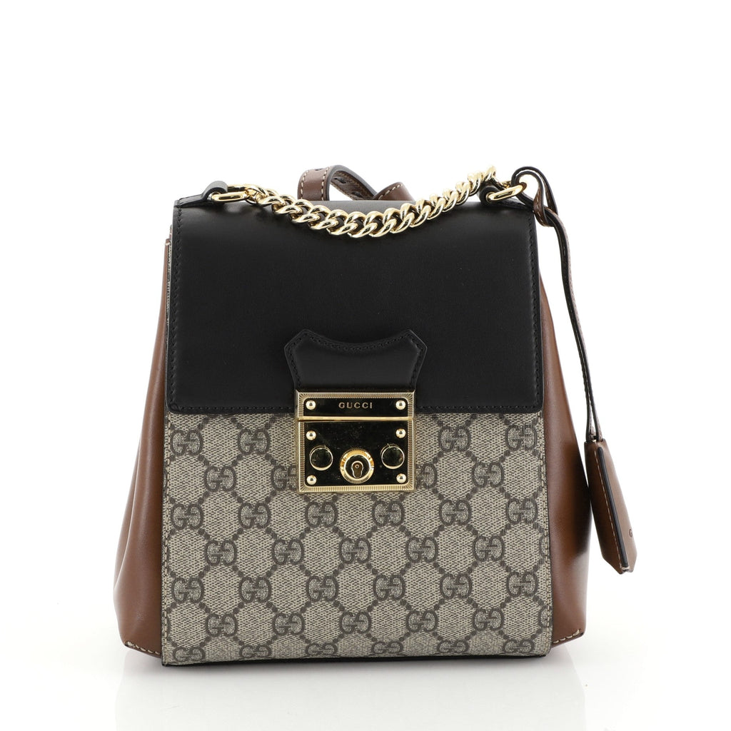 Padlock Backpack GG Coated Canvas and Leather Mini
