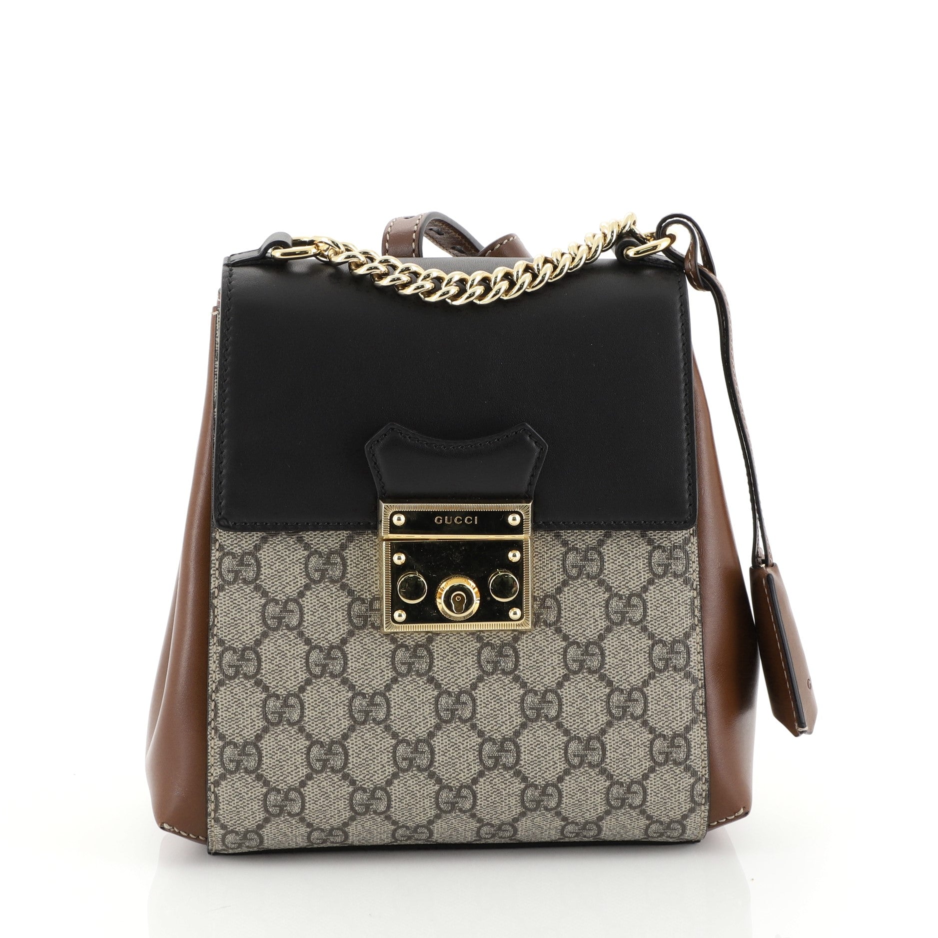 Padlock Backpack GG Coated Canvas and Leather Mini
