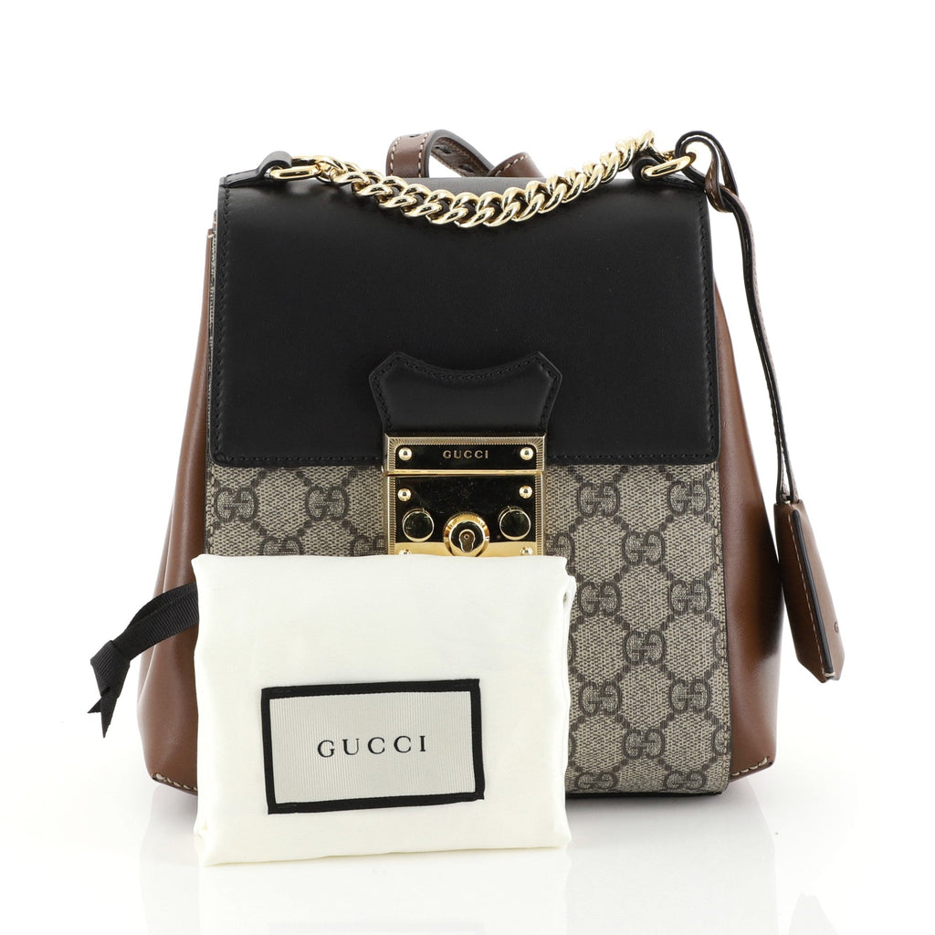 Padlock Backpack GG Coated Canvas and Leather Mini