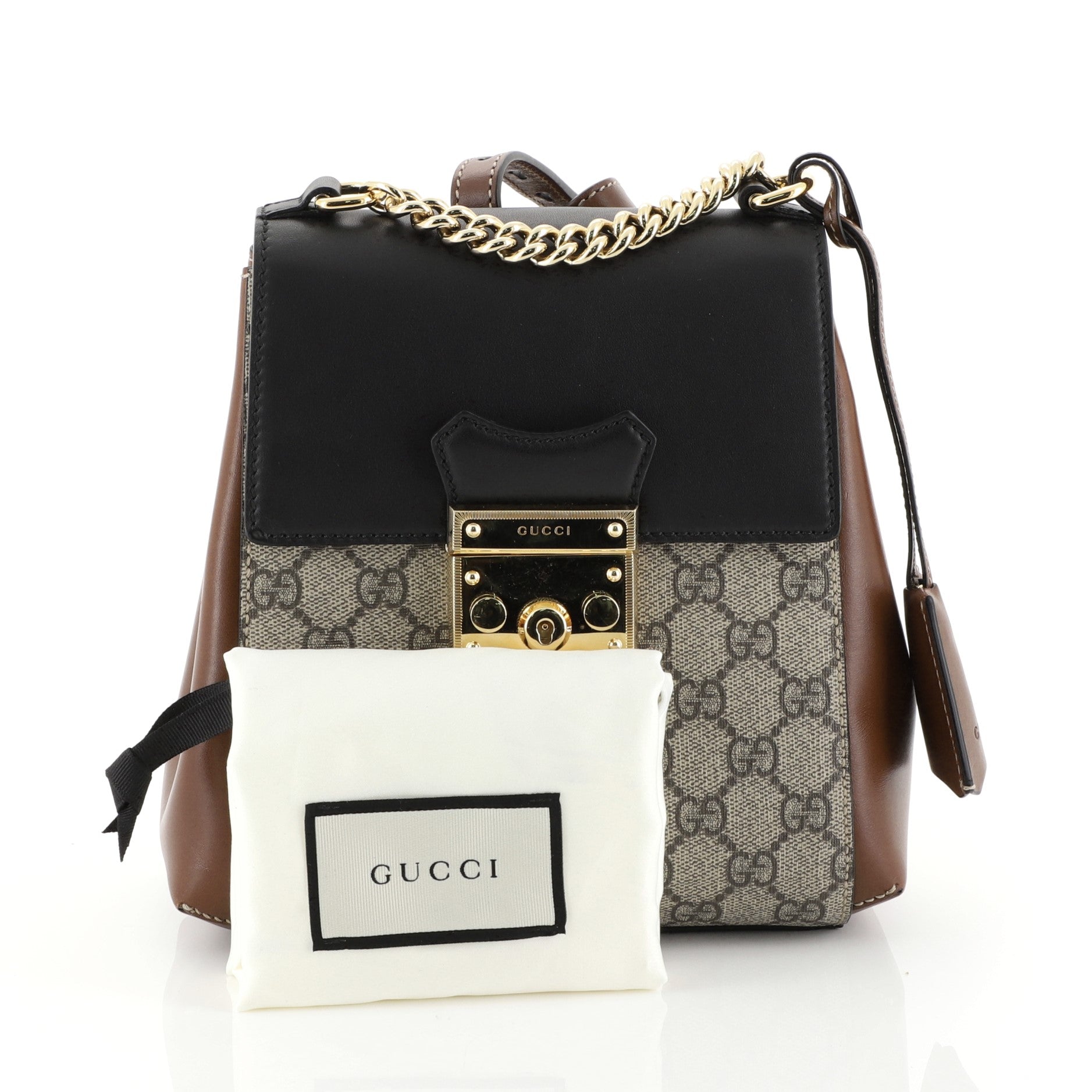 Padlock Backpack GG Coated Canvas and Leather Mini