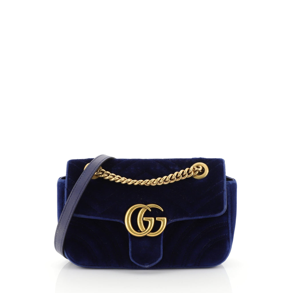 GG Marmont Flap Bag Matelasse Velvet Mini