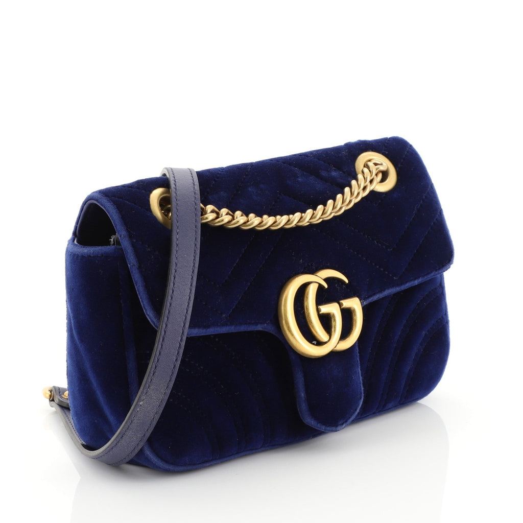 GG Marmont Flap Bag Matelasse Velvet Mini
