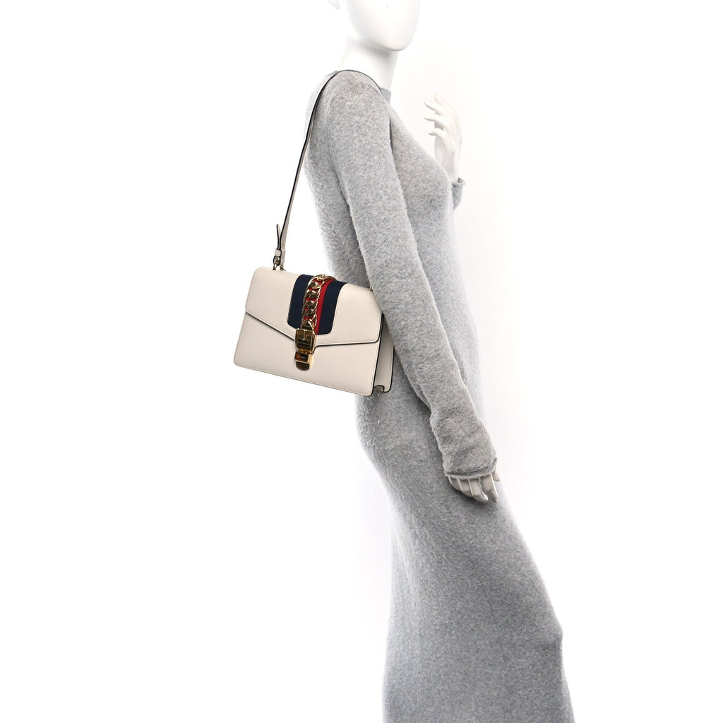 Calfskin Small Sylvie Shoulder Bag Off White