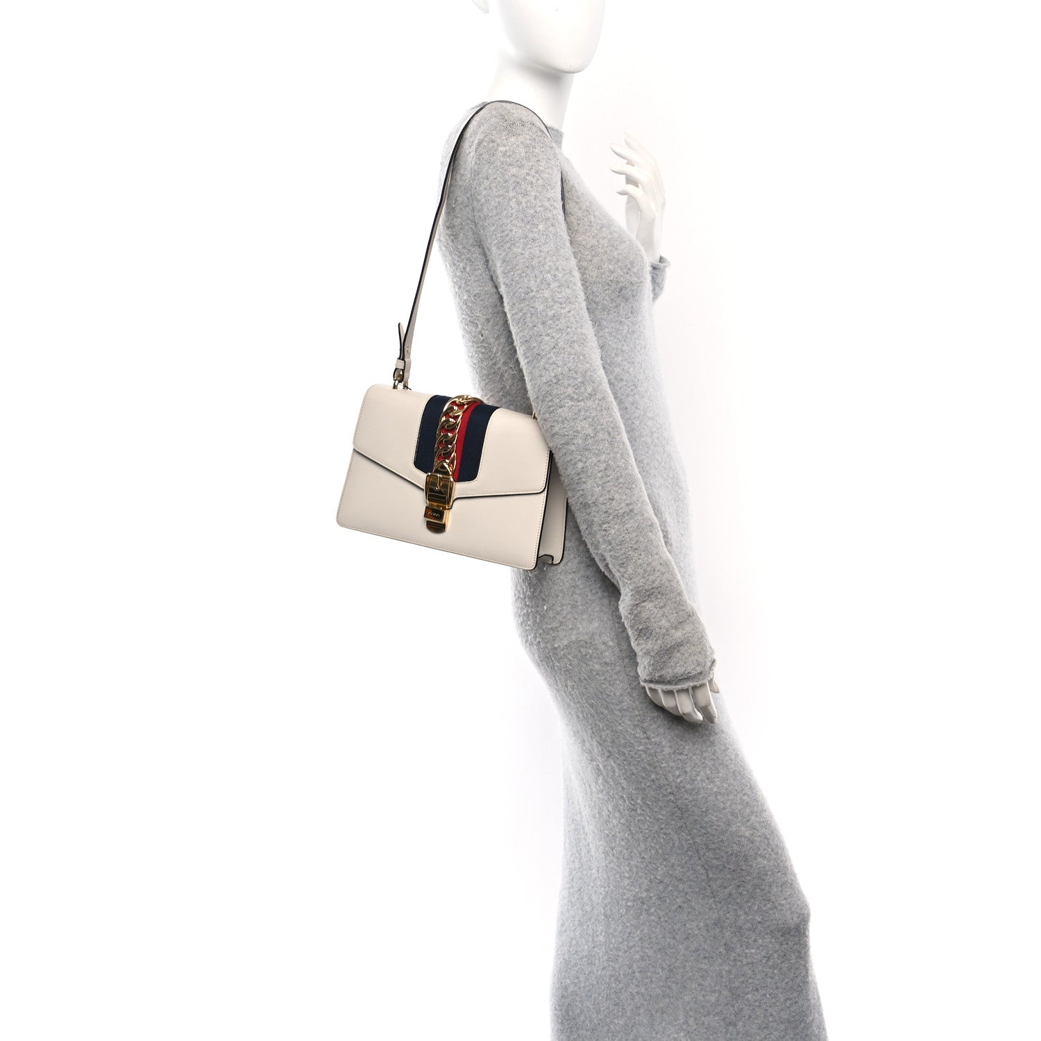 Calfskin Small Sylvie Shoulder Bag Off White