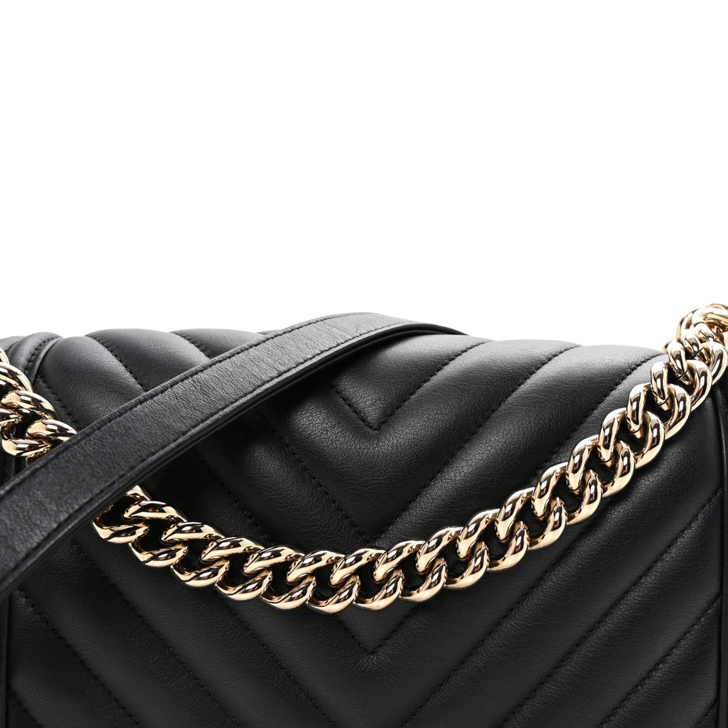 Lambskin Chevron Quilted Medium Boy Flap Black