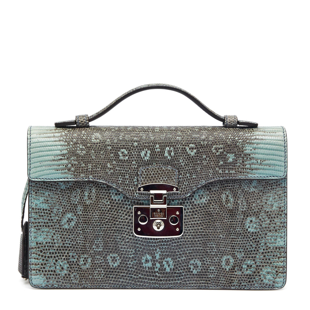 Lady Lock Briefcase Clutch Python