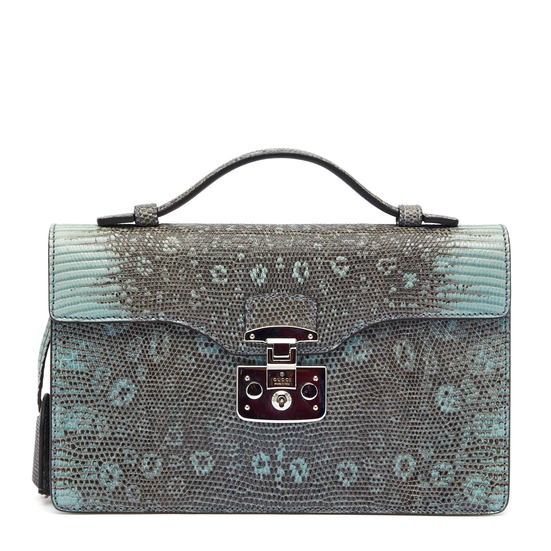 Lady Lock Briefcase Clutch Python