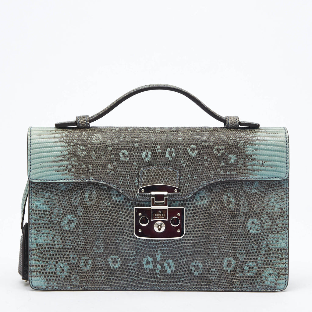 Lady Lock Briefcase Clutch Python