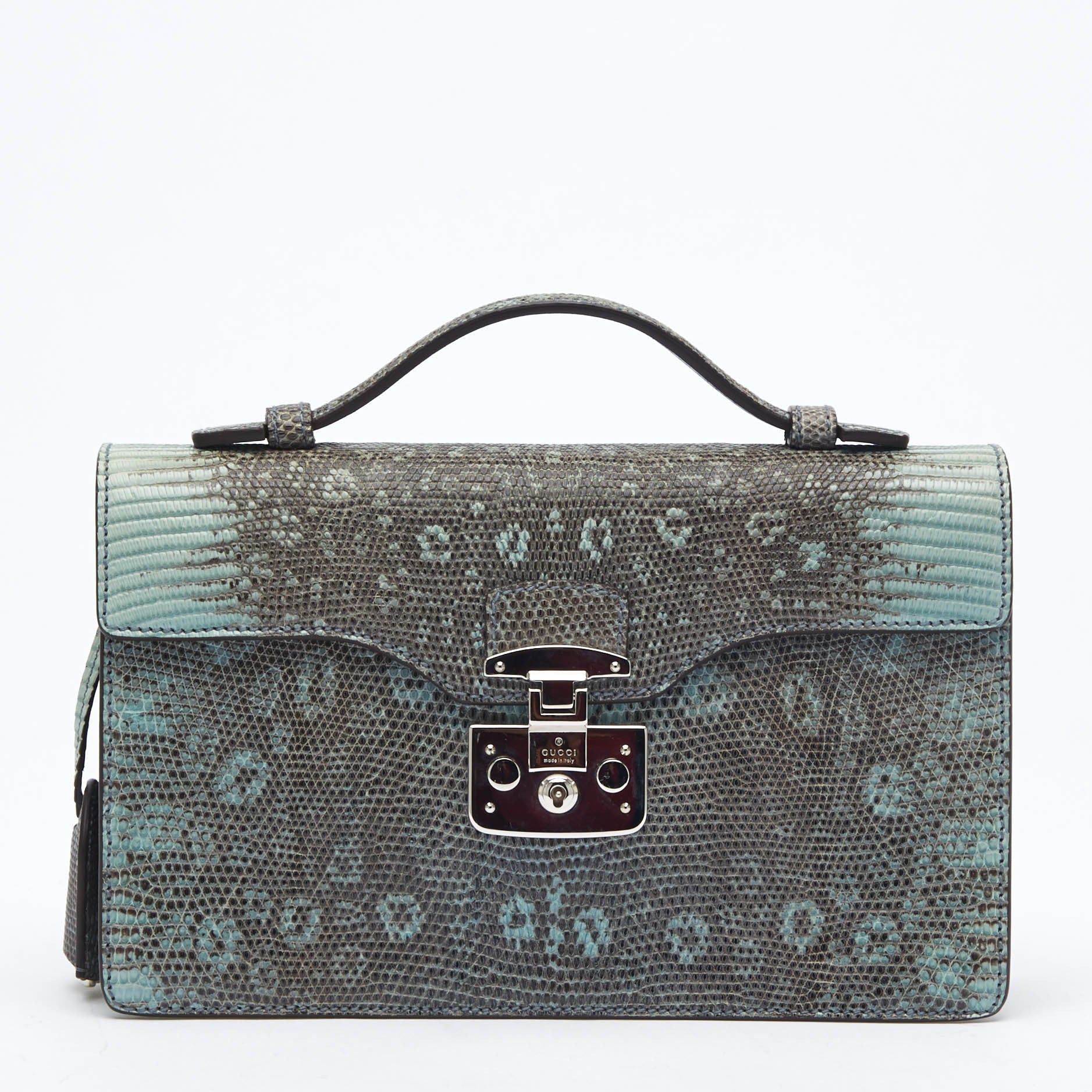 Lady Lock Briefcase Clutch Python