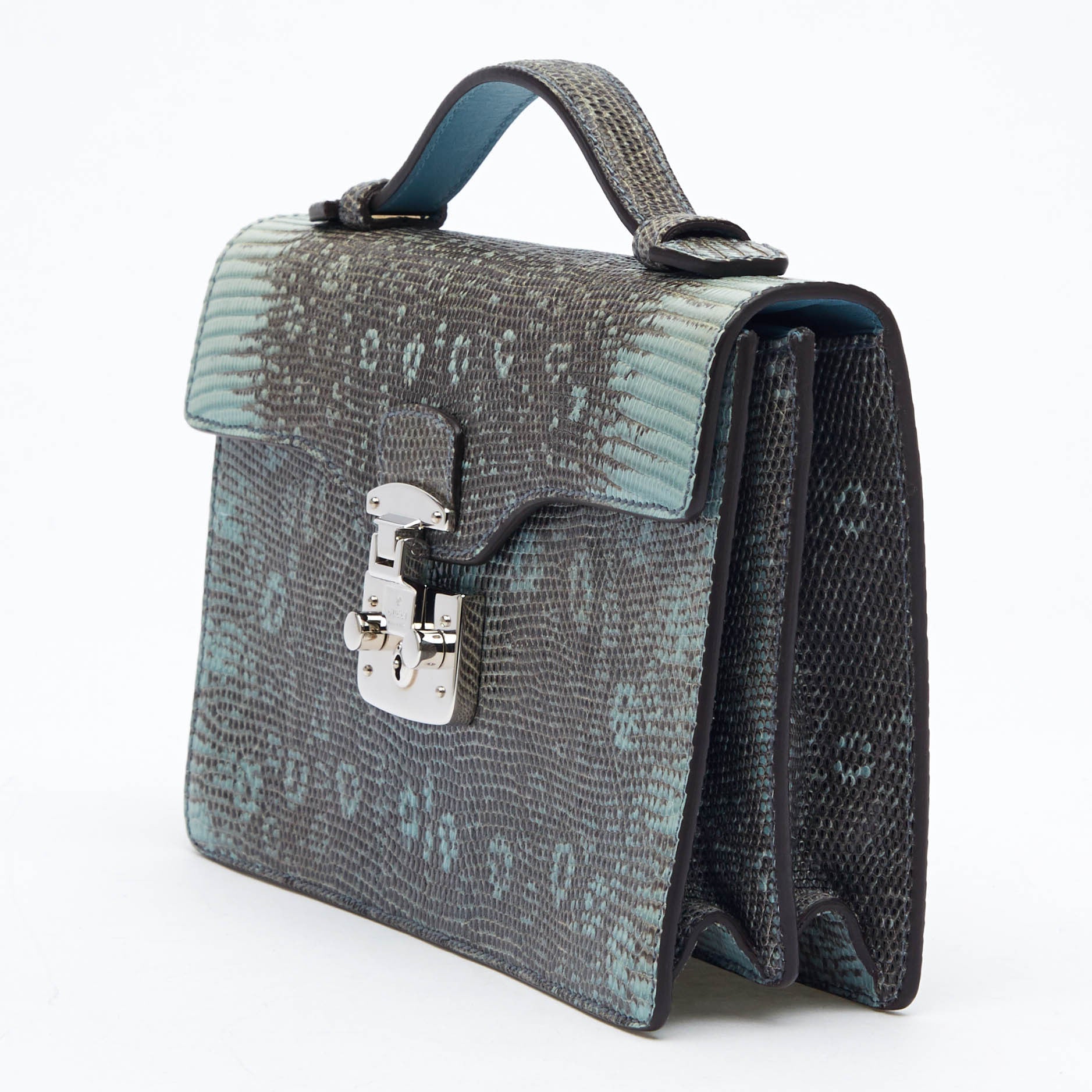 Lady Lock Briefcase Clutch Python