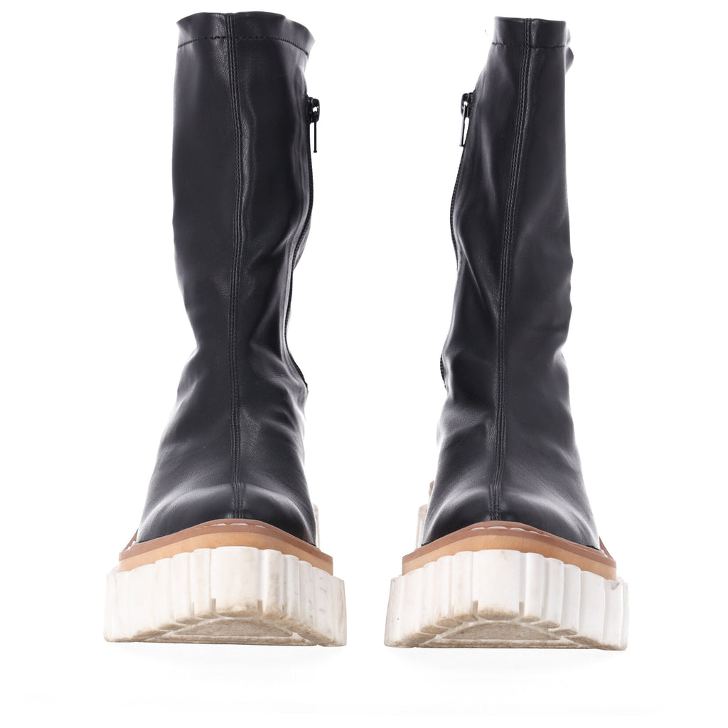 Stella Mccartney Zipped Chunky Sock Boots in Black Leather