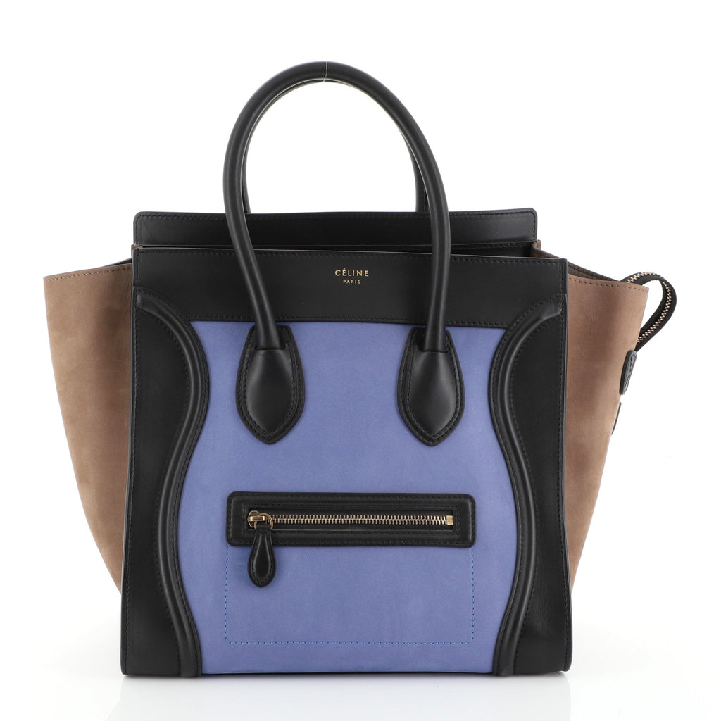 Tricolor Luggage Handbag Nubuck Mini