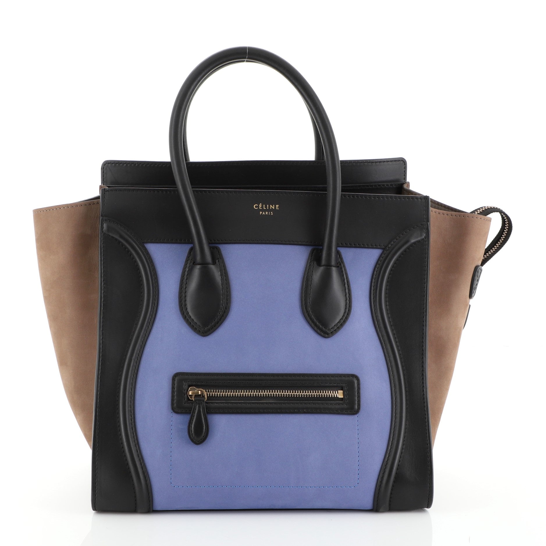 Tricolor Luggage Handbag Nubuck Mini