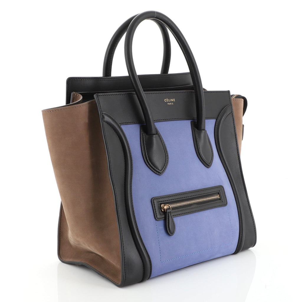 Tricolor Luggage Handbag Nubuck Mini