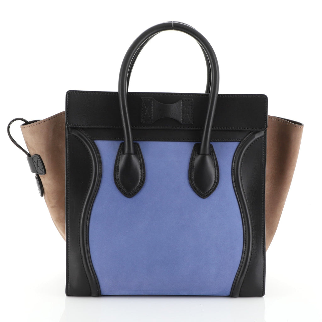 Tricolor Luggage Handbag Nubuck Mini
