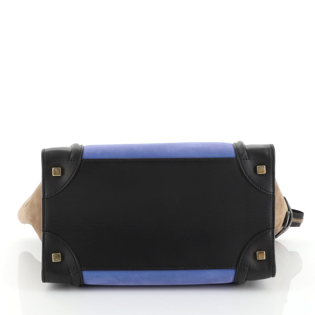Tricolor Luggage Handbag Nubuck Mini