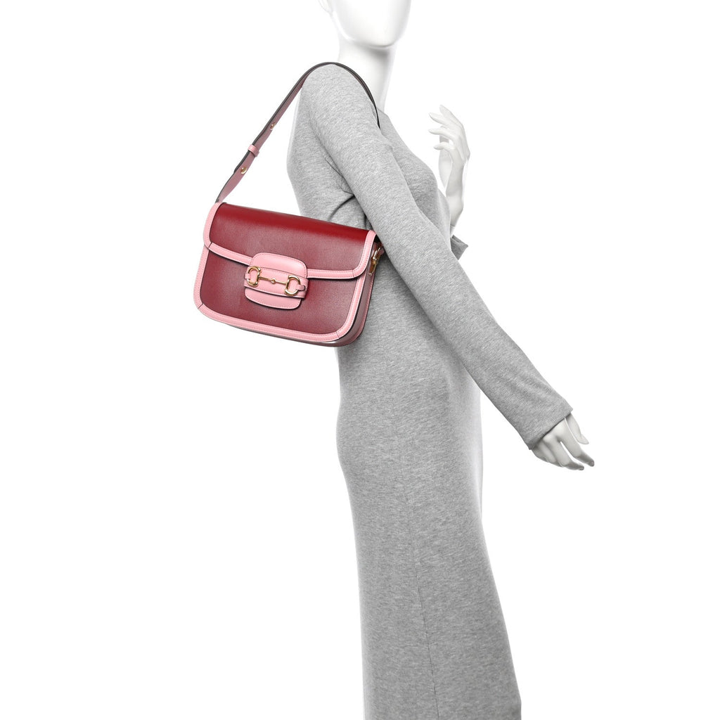Azalea Calfskin Horsebit 1955 Shoulder Bag New Cherry Red Wild Rose