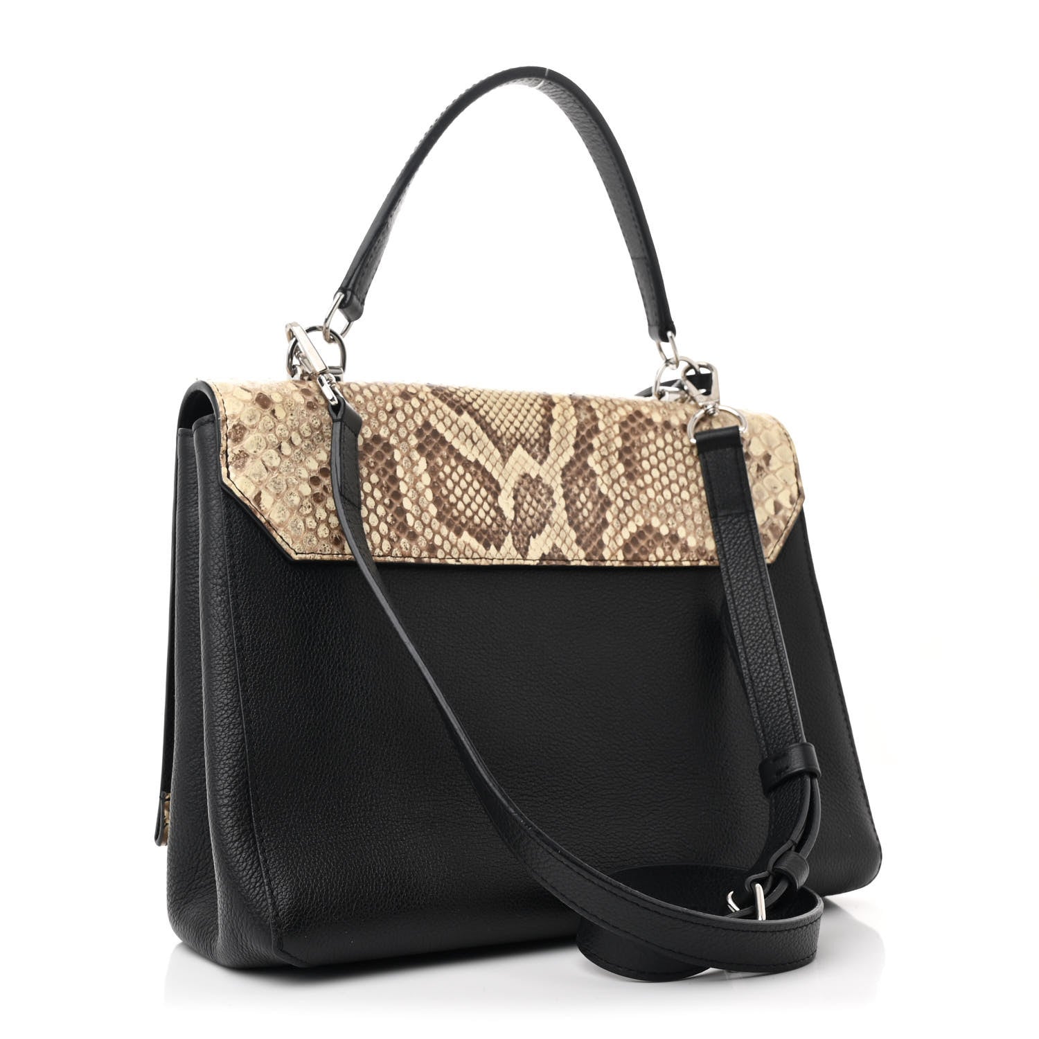 Snakeskin Lockme II Top Handle Black