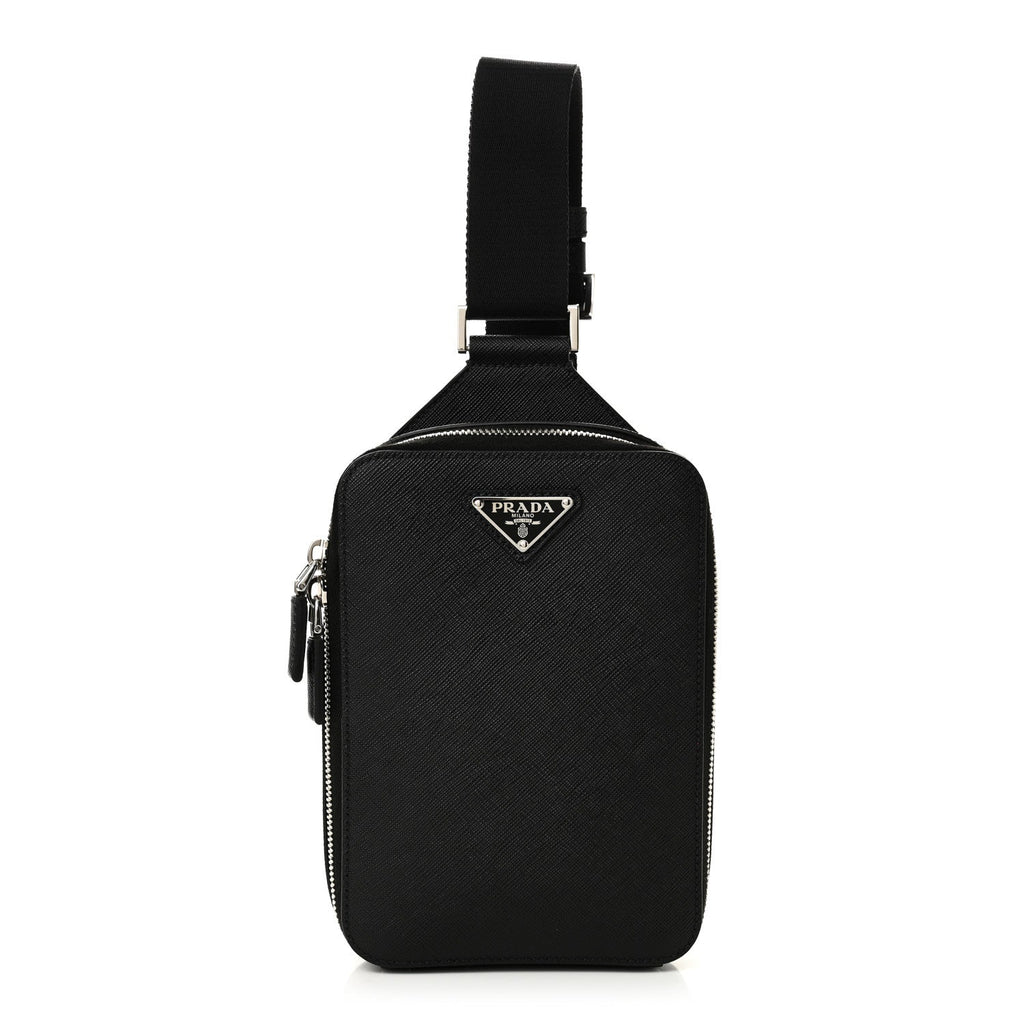 Saffiano Travel Brique Crossbody Messenger Bag Black