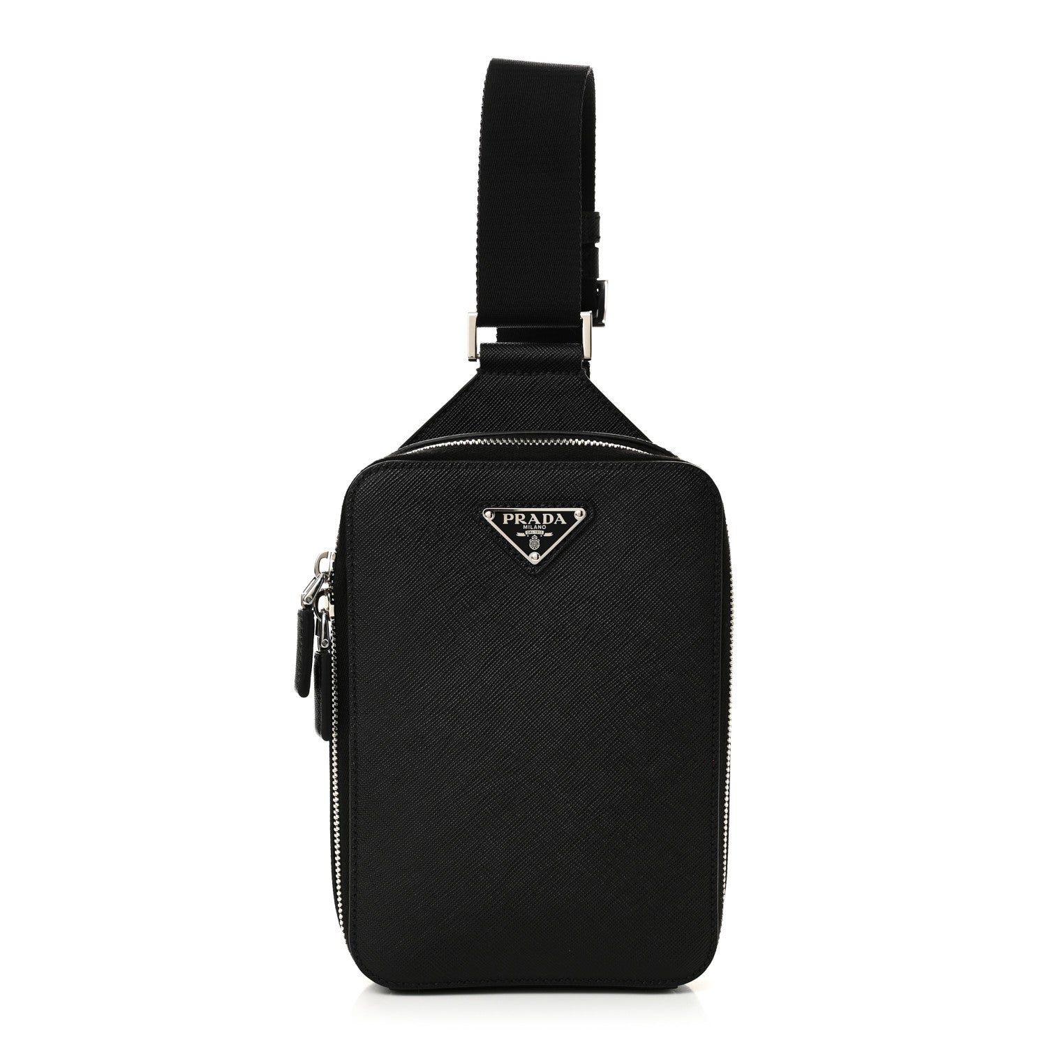 Saffiano Travel Brique Crossbody Messenger Bag Black