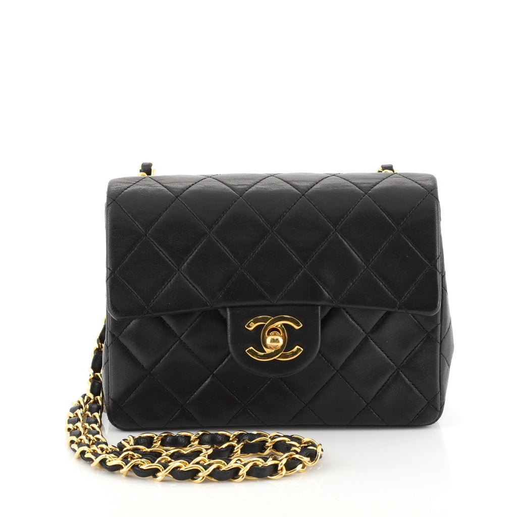 Vintage Square Classic Single Flap Bag Quilted Lambskin Mini