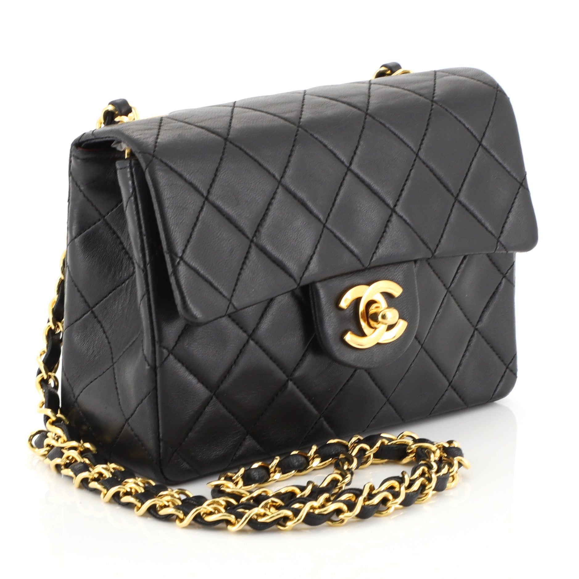 Vintage Square Classic Single Flap Bag Quilted Lambskin Mini