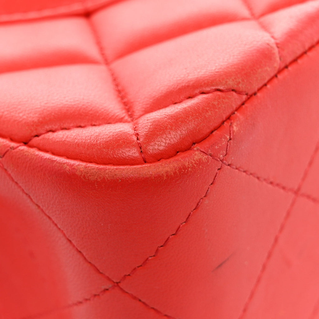 Lambskin Quilted Jumbo Double Flap Red