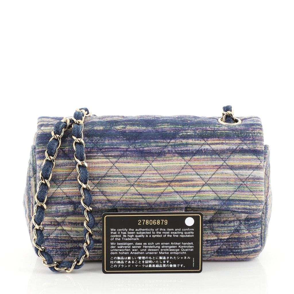 Classic Single Flap Bag Multicolor Quilted Denim Mini