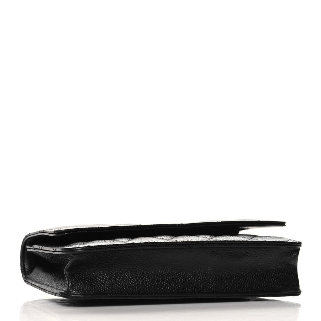 Caviar Quilted Wallet on Chain WOC Black