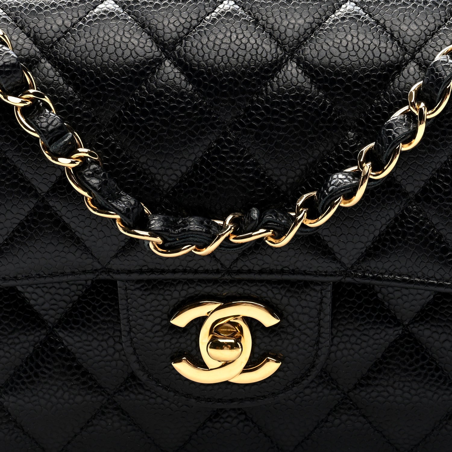 Caviar Quilted Small Double Flap Black