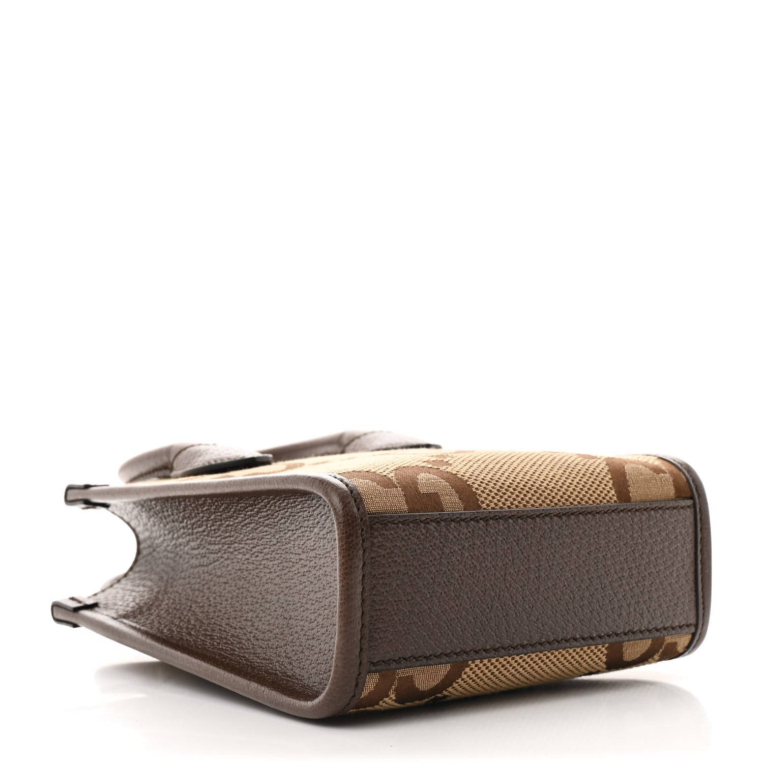 Monogram Jumbo GG Textured Dollar Calfskin Web Mini Vertical Tote Camel Ebony New Acero