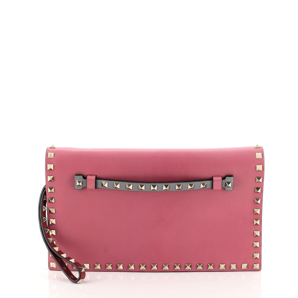 Rockstud Flap Clutch Leather