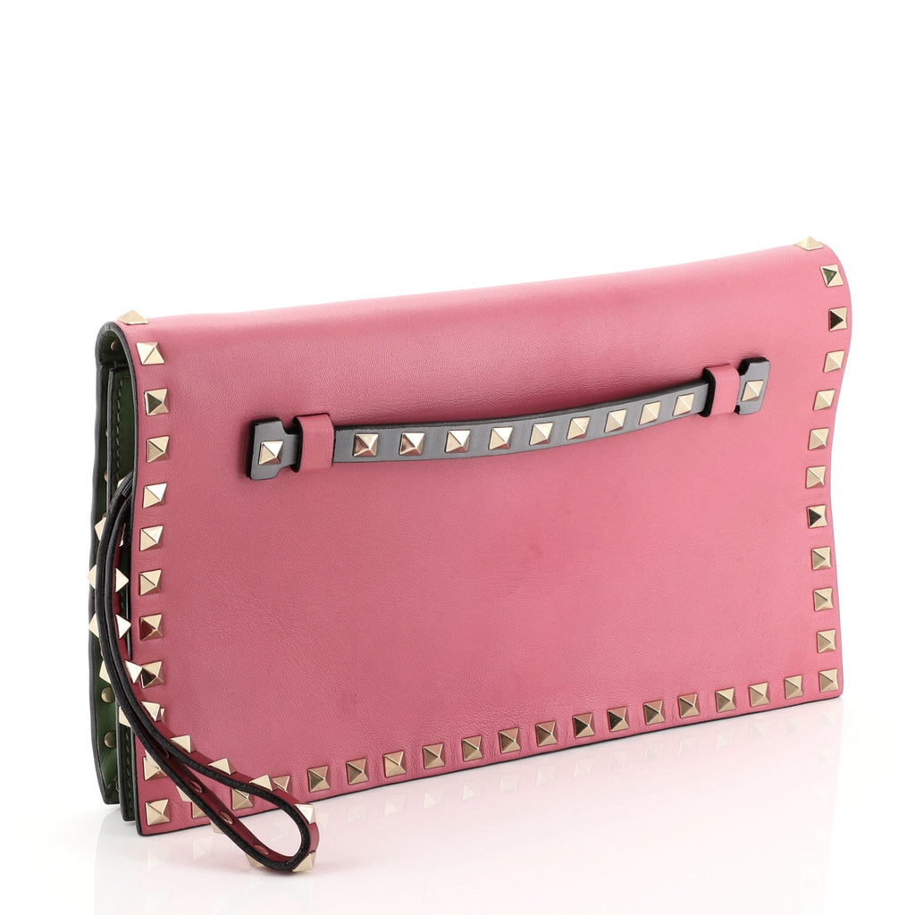Rockstud Flap Clutch Leather