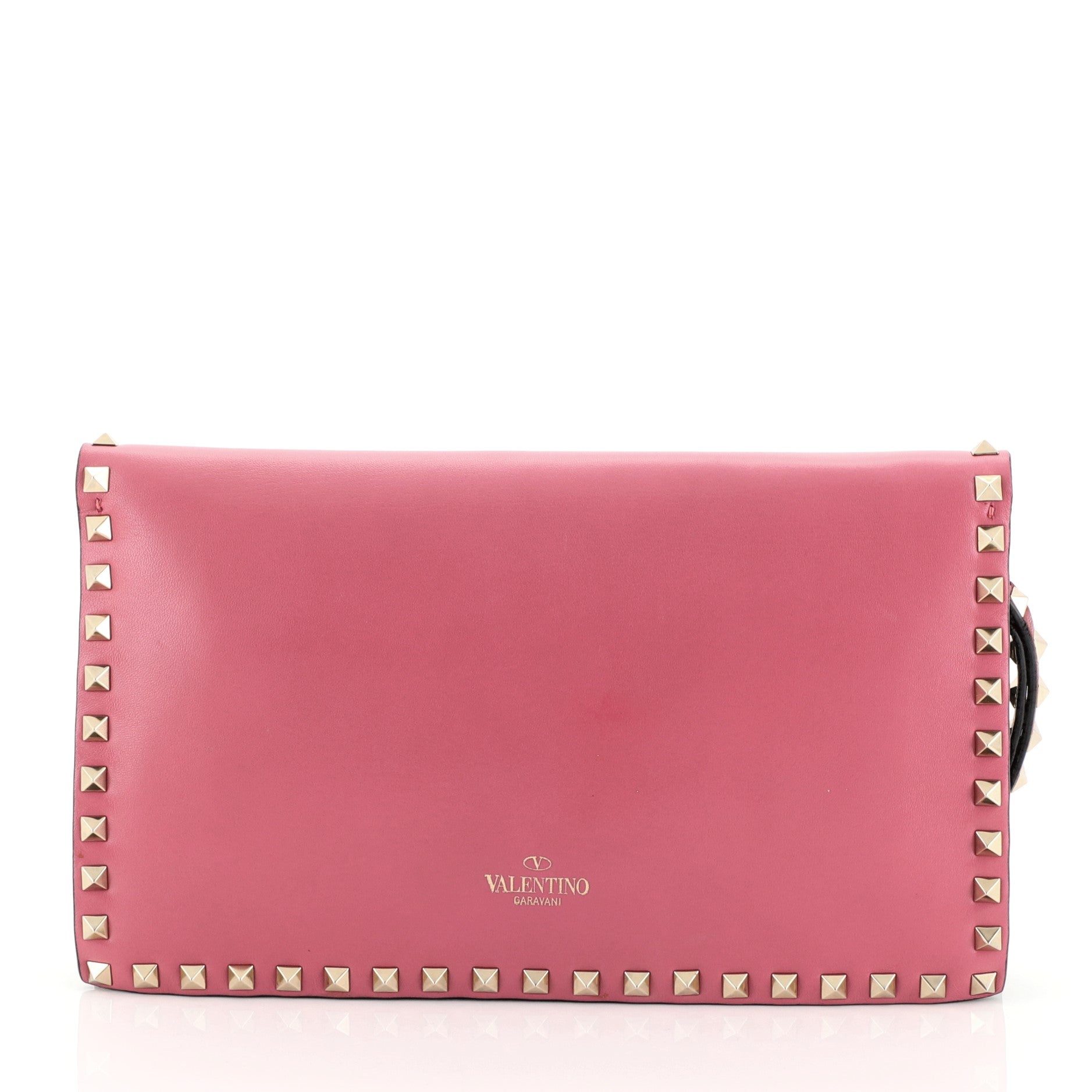 Rockstud Flap Clutch Leather