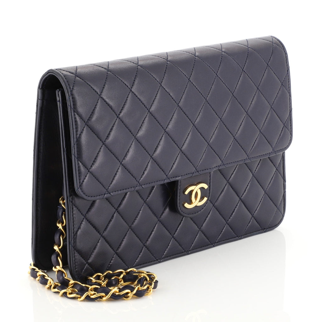 Vintage Clutch with Chain Quilted Leather Medium