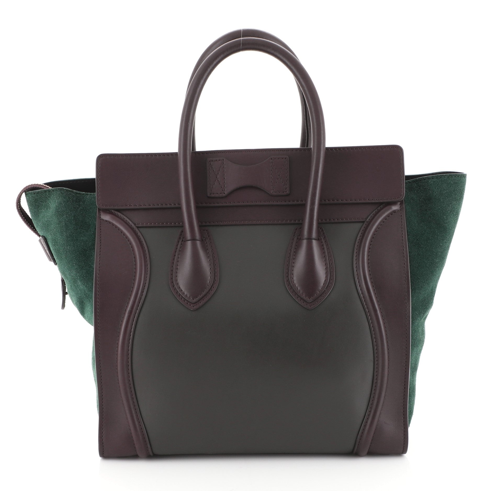 Tricolor Luggage Handbag Leather Mini