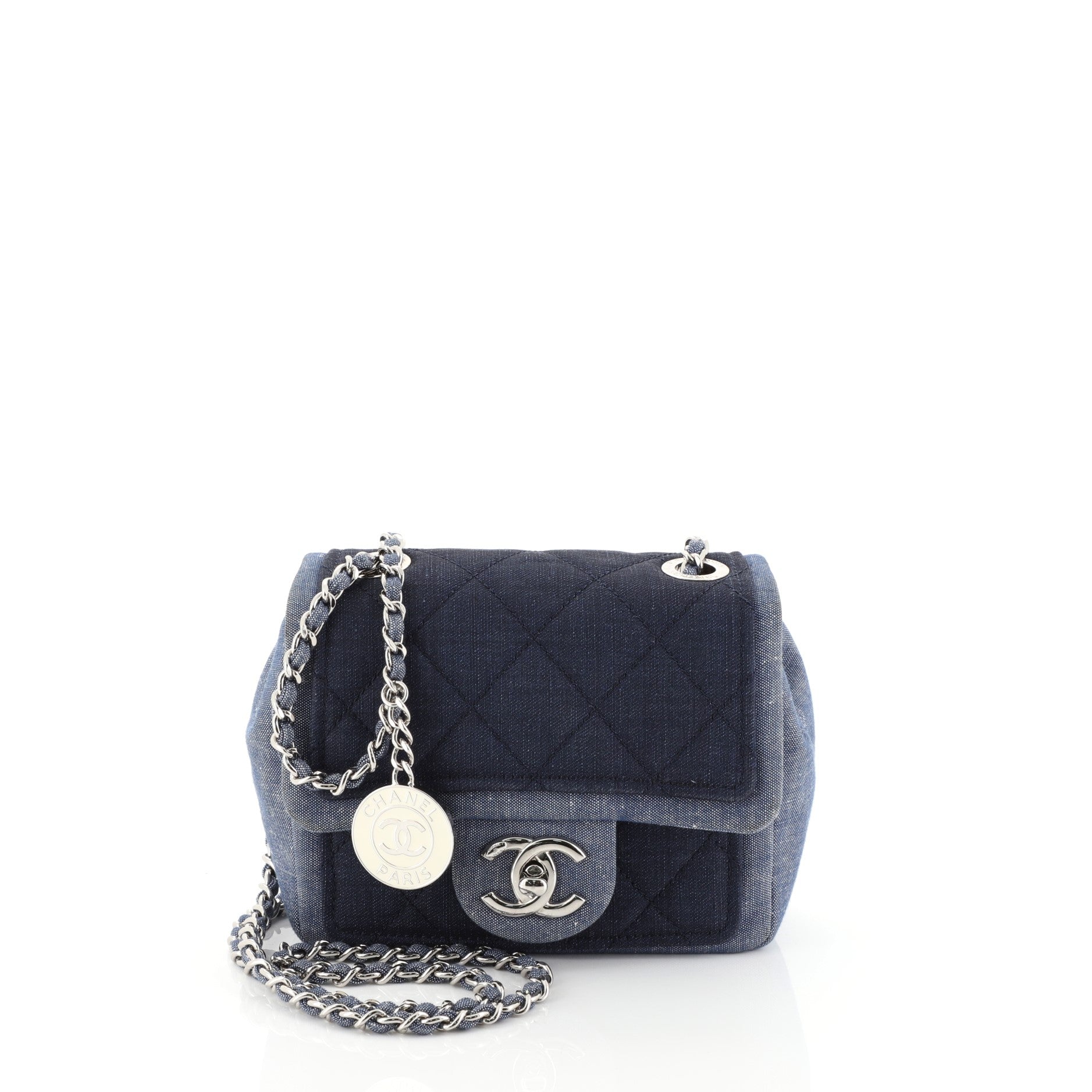 Medallion Graphic Flap Bag Quilted Denim Mini