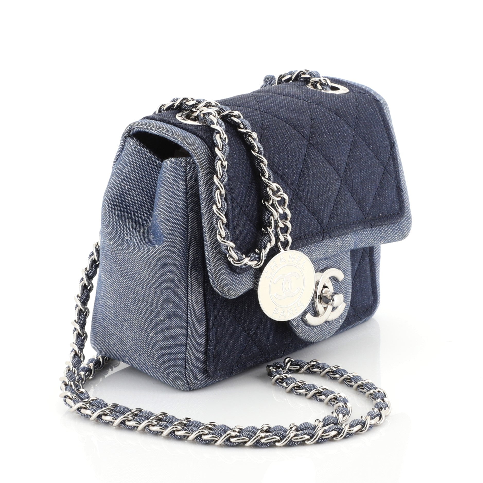 Medallion Graphic Flap Bag Quilted Denim Mini