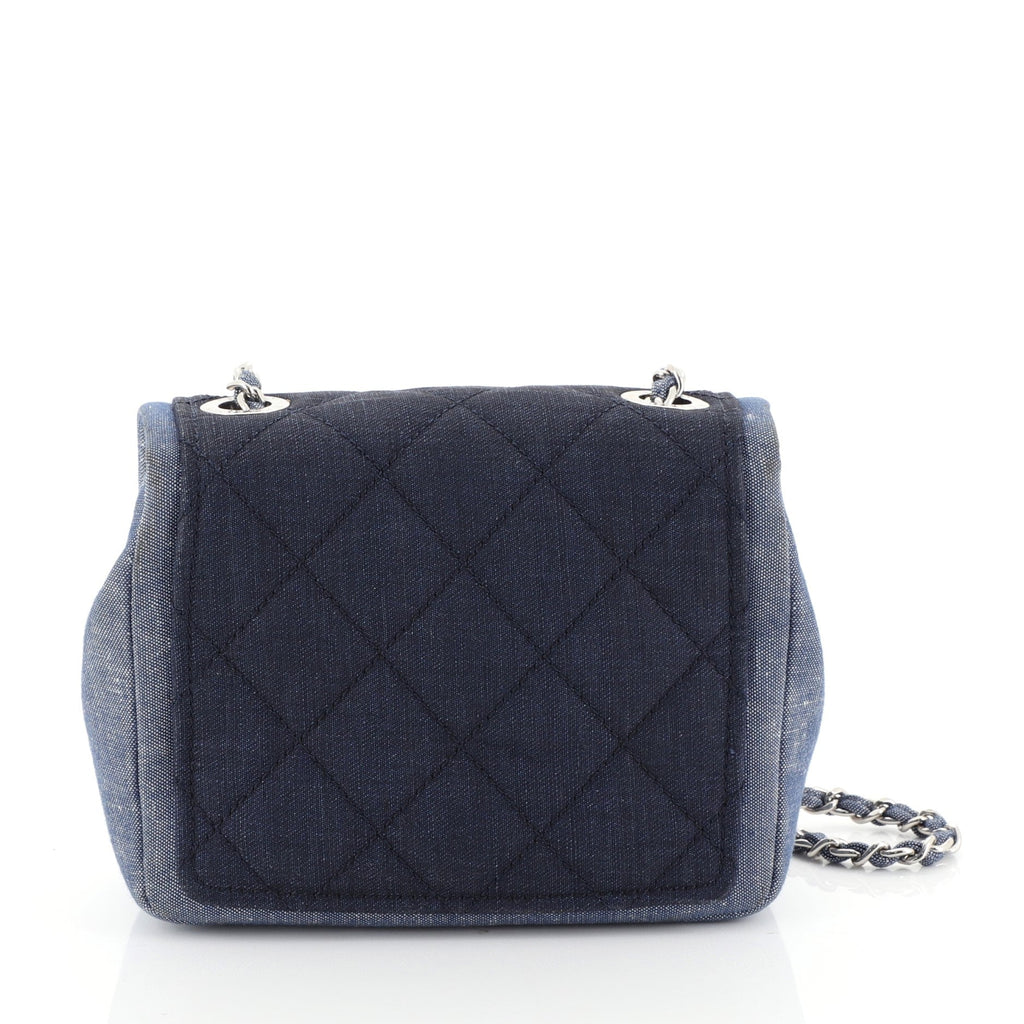 Medallion Graphic Flap Bag Quilted Denim Mini