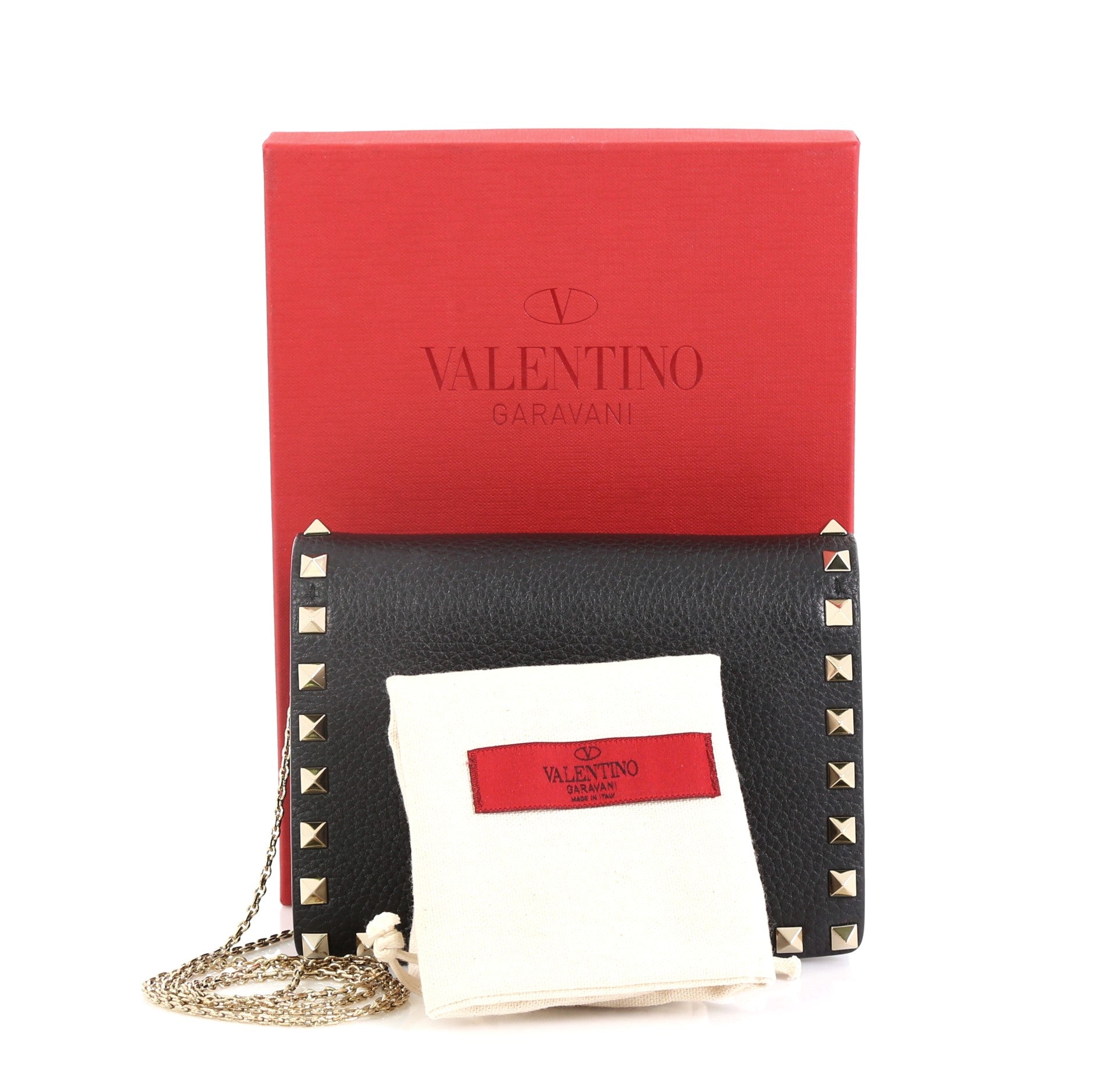 Rockstud Wallet On Chain Leather Mini