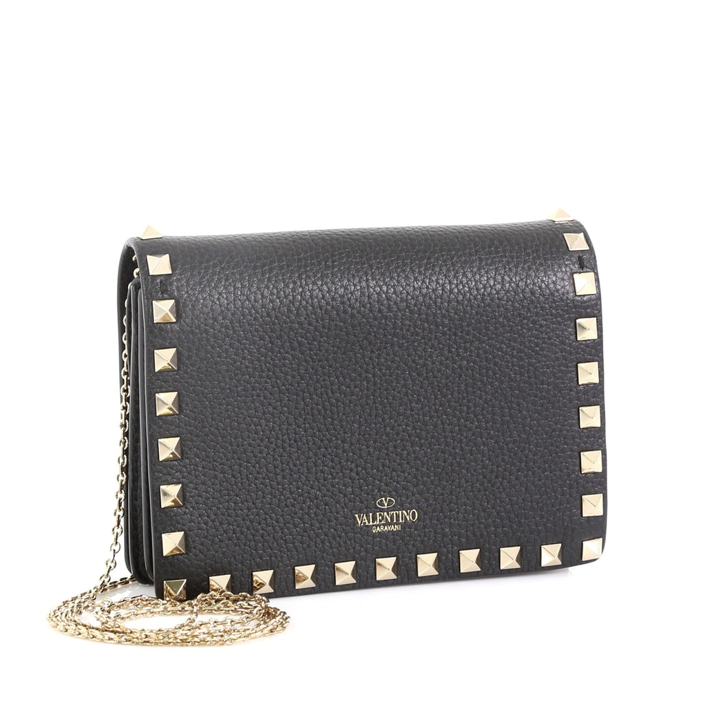 Rockstud Wallet On Chain Leather Mini