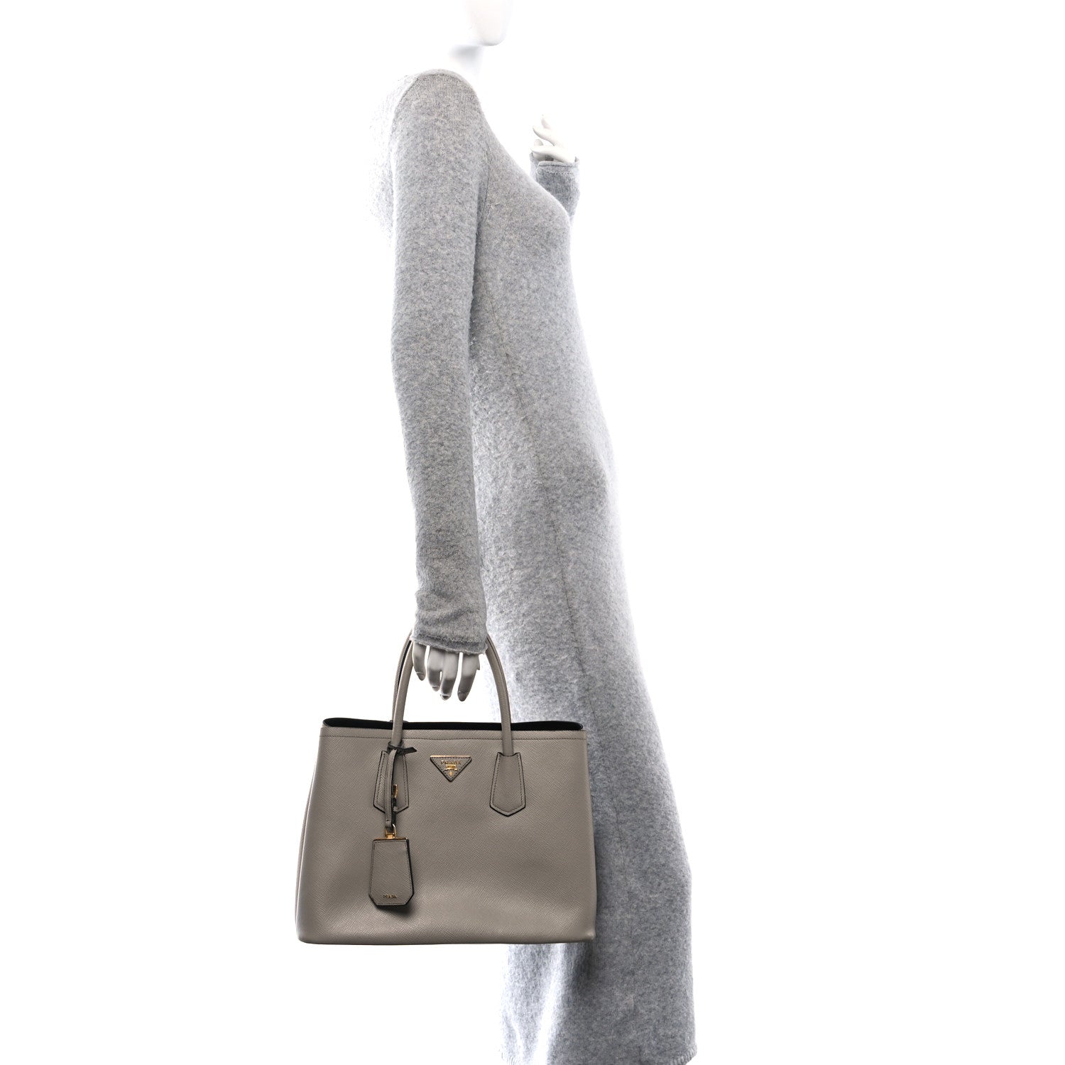 Saffiano Cuir Small Double Bag Pomice