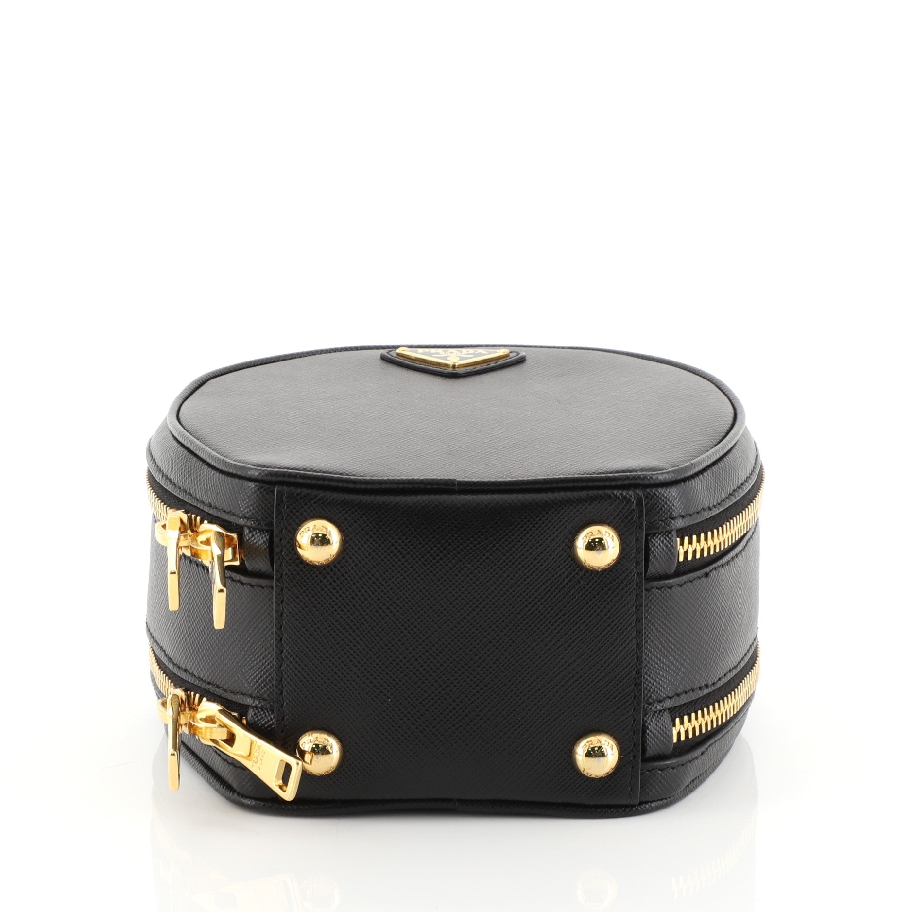 Round Convertible Top Handle Bag Saffiano Leather Mini