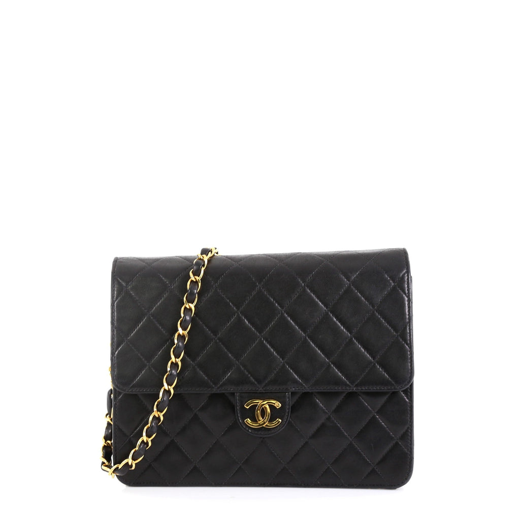 Vintage Clutch with Chain Quilted Leather Small
