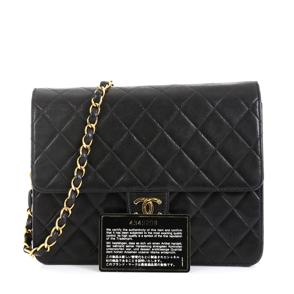 Vintage Clutch with Chain Quilted Leather Small