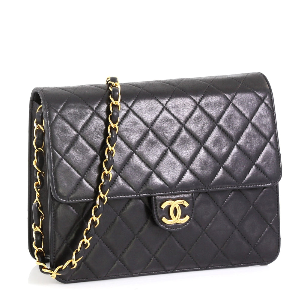Vintage Clutch with Chain Quilted Leather Small