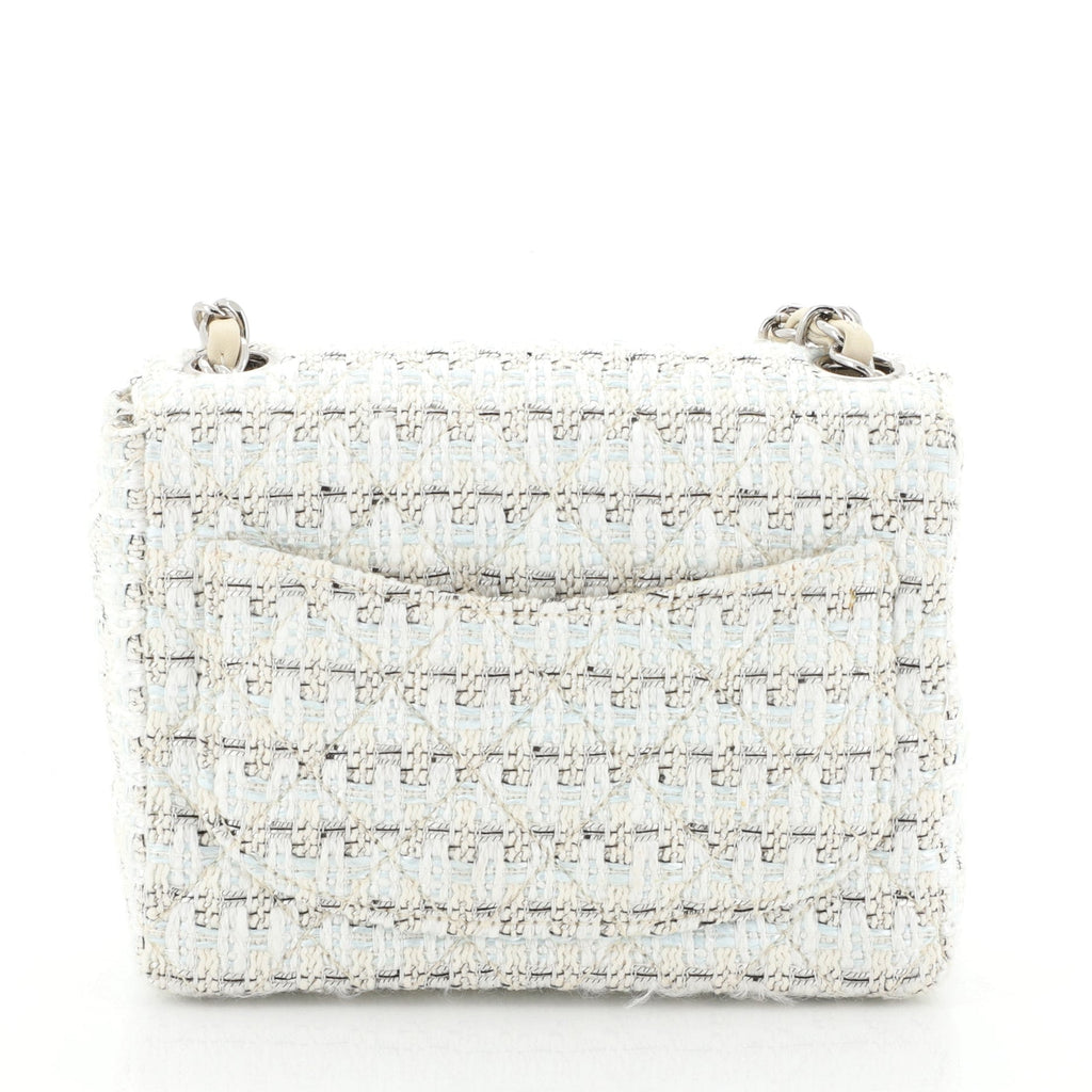 Vintage Chain Handle Flap Bag Quilted Tweed Mini